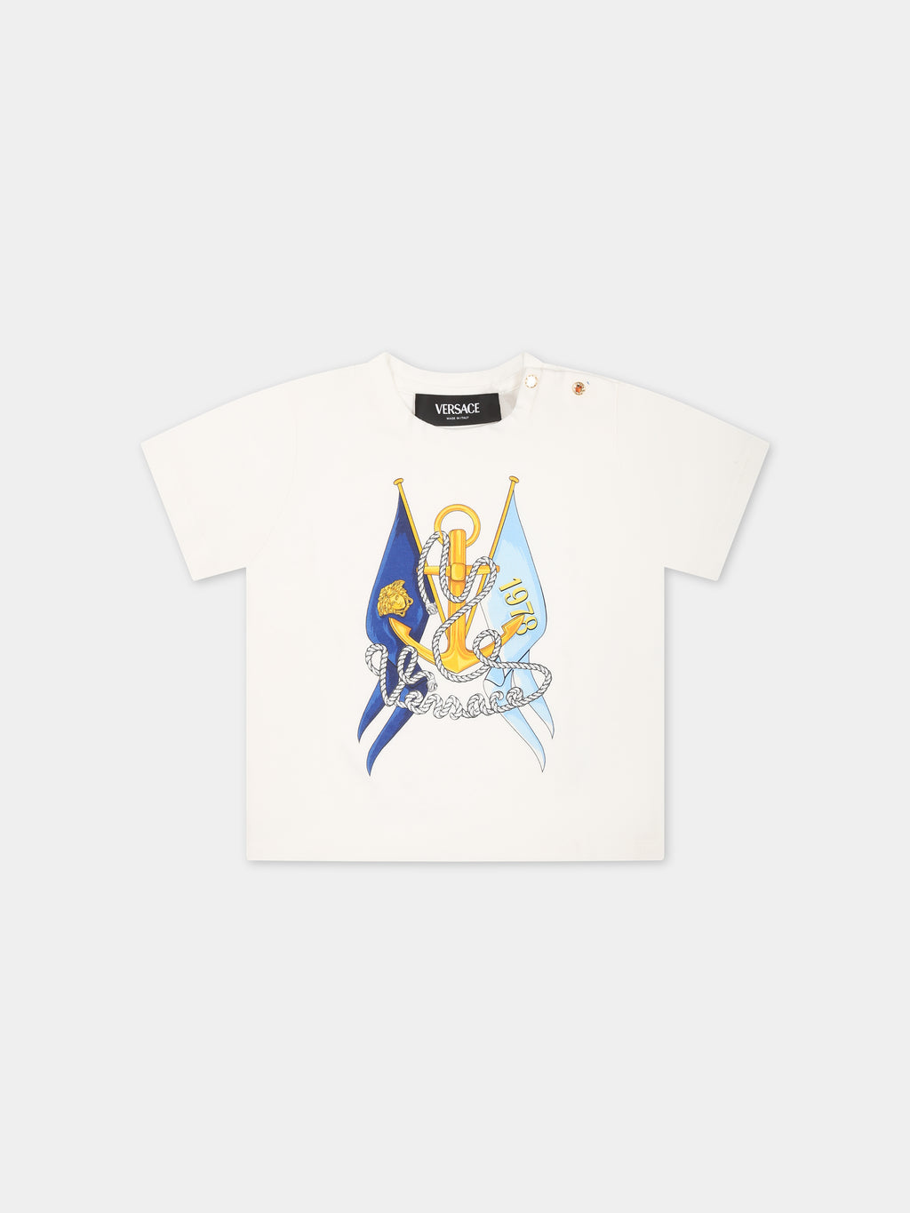 White t-shirt for baby boy with anchor print